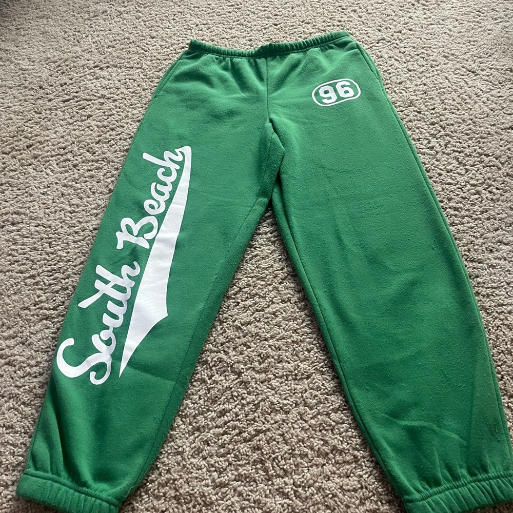 Love Theory Green Sweatpants with Elastic Waistband